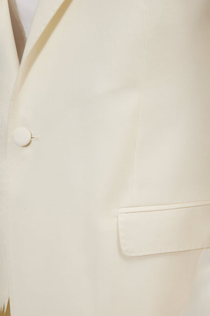 Men's Super 180s Wool & Silk Single-Breasted Tuxedo Suit - Cream | Ron Tomson