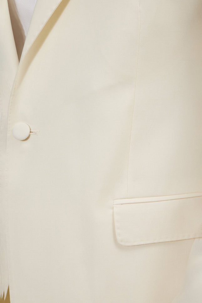 Men's Super 180s Wool & Silk Single-Breasted Tuxedo Suit - Cream | Ron Tomson