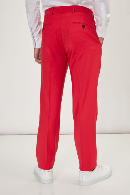 Men's Italian Super 120s Merino Wool Single-Breasted Suit - Valentine Red | Ron Tomson