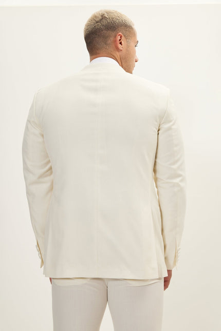 Men's Super 180s Wool & Silk Single-Breasted Tuxedo Suit - Cream | Ron Tomson