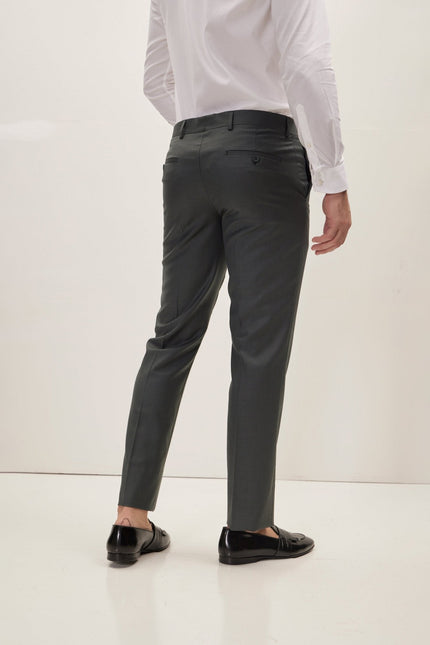 Men's Super 180s Wool and Silk Double-Breasted Suit - Dark Green | Ron Tomson