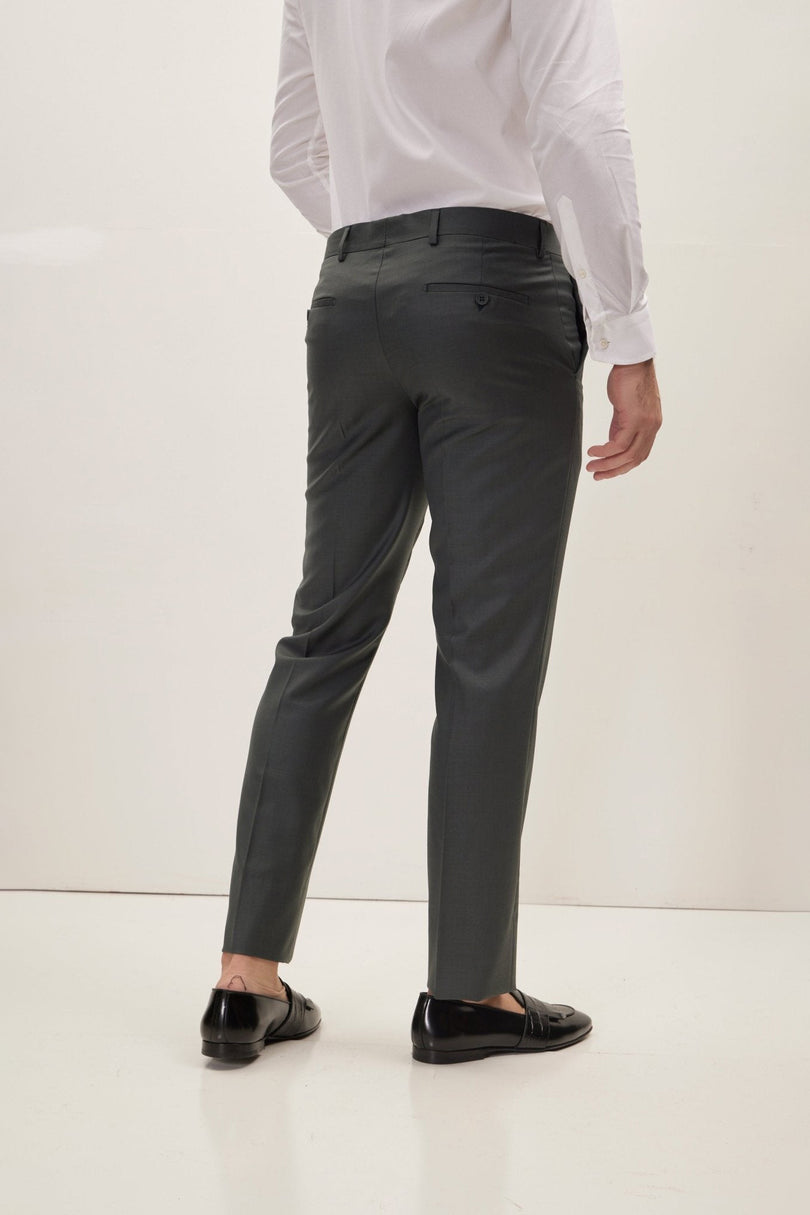 Men's Super 180s Wool and Silk Double-Breasted Suit - Dark Green | Ron Tomson