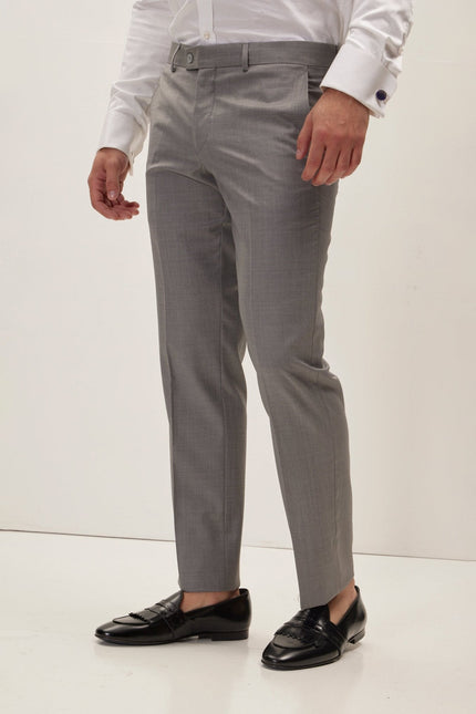 Men's Super 180s Wool and Silk Double-Breasted Suit - Grey | Ron Tomson