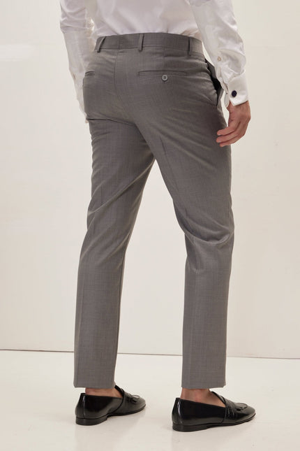Men's Super 180s Wool and Silk Double-Breasted Suit - Grey | Ron Tomson