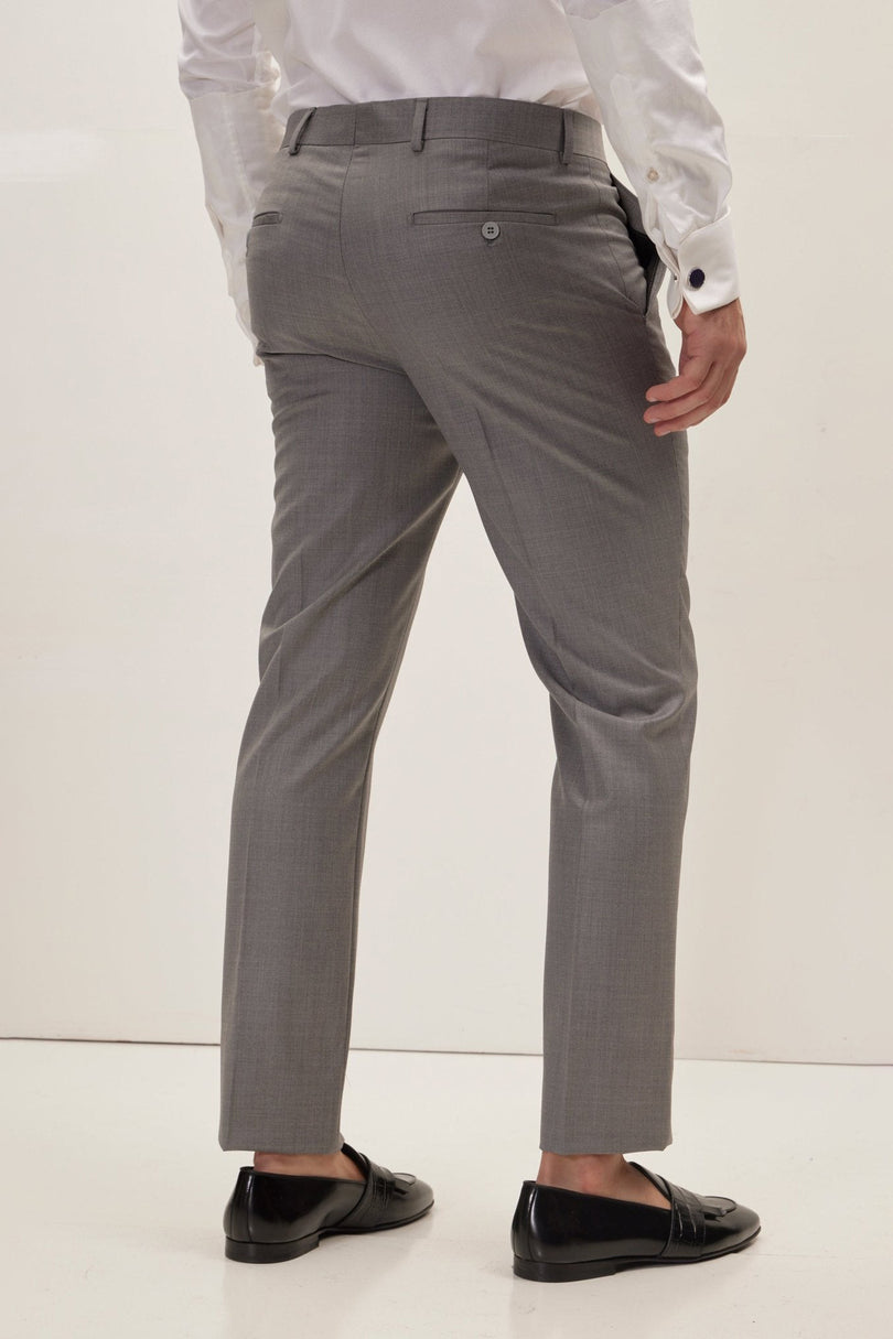 Men's Super 180s Wool and Silk Double-Breasted Suit - Grey | Ron Tomson