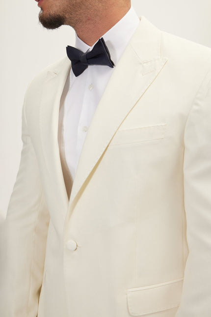 Men's Super 180s Wool & Silk Single-Breasted Tuxedo Suit - Cream | Ron Tomson