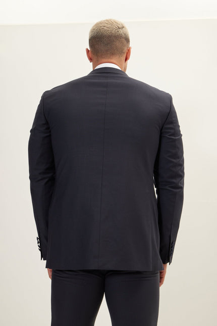 Men's Super 180s Wool & Silk Single-Breasted Tuxedo Suit - Navy | Ron Tomson