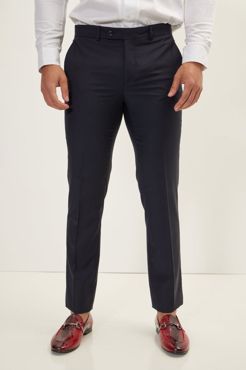 Men's Super 180s Wool & Silk Single-Breasted Tuxedo Suit - Navy | Ron Tomson