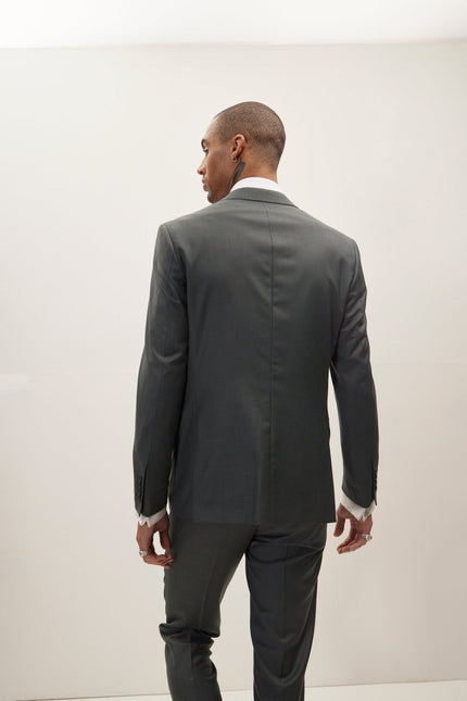 Men's Super 180s Wool and Silk Single-Breasted Suit - Dark Green | Ron Tomson