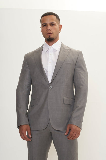 Men's Super 180s Wool and Silk Single-Breasted Suit - Grey | Ron Tomson