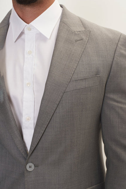 Men's Super 180s Wool and Silk Single-Breasted Suit - Grey | Ron Tomson