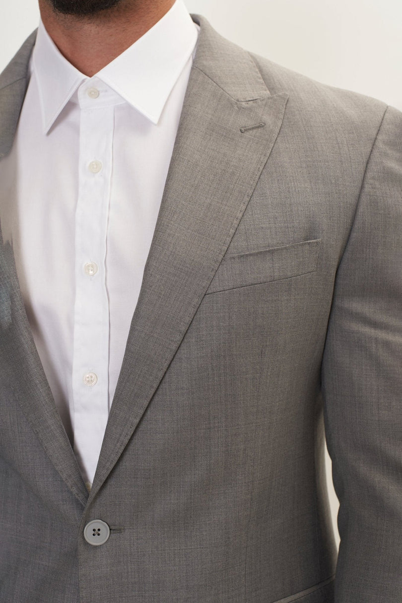 Men's Super 180s Wool and Silk Single-Breasted Suit - Grey | Ron Tomson