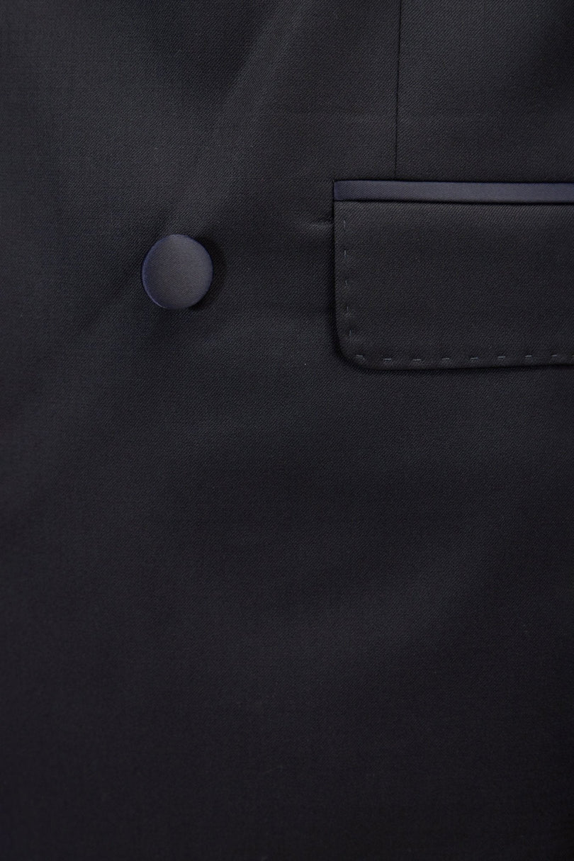 Men's Double-Breasted Wool and Silk Tuxedo Suit - Navy | Ron Tomson