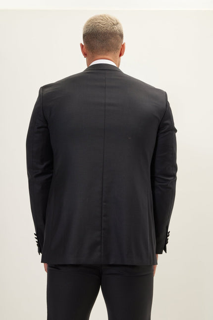 Men's Super 180s Wool & Silk Single-Breasted Tuxedo Suit - Black | Ron Tomson