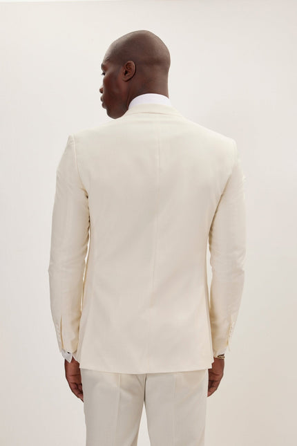 Men's Super 180s Wool and Silk Single-Breasted Suit - Cream | Ron Tomson
