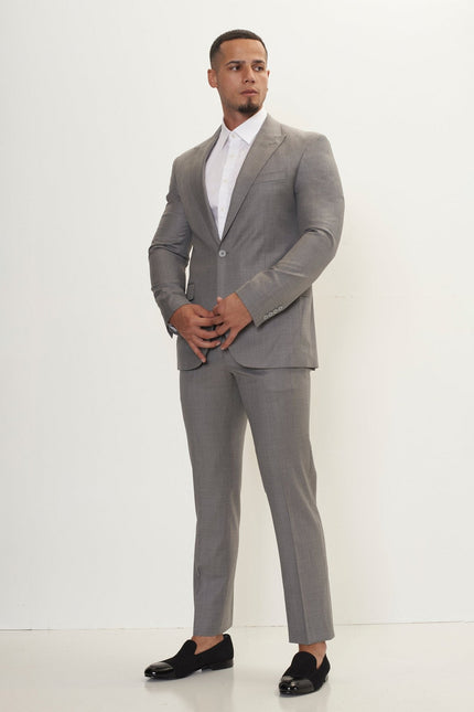 Men's Super 180s Wool and Silk Single-Breasted Suit - Grey | Ron Tomson