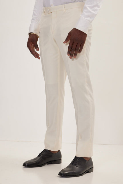 Men's Super 180s Wool and Silk Single-Breasted Suit - Cream | Ron Tomson