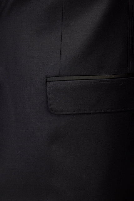 Men's Super 180s Wool & Silk Single-Breasted Tuxedo Suit - Black | Ron Tomson