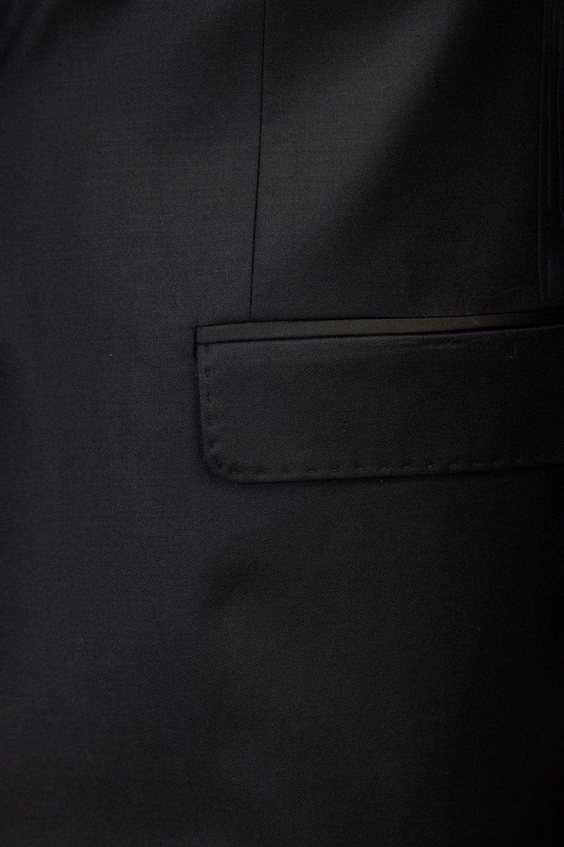 Men's Super 180s Wool & Silk Single-Breasted Tuxedo Suit - Black | Ron Tomson