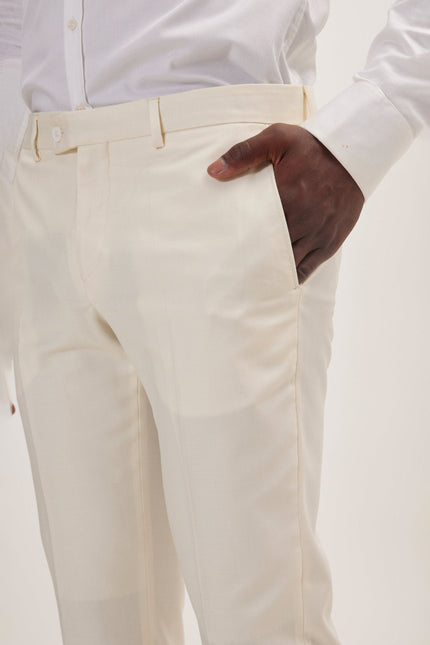 Men's Super 180s Wool and Silk Single-Breasted Suit - Cream | Ron Tomson