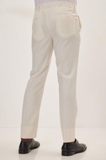 Men's Super 180s Wool and Silk Single-Breasted Suit - Cream | Ron Tomson