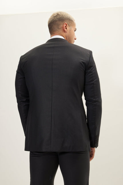 Men's Double-Breasted Wool and Silk Tuxedo Suit - Black | Ron Tomson