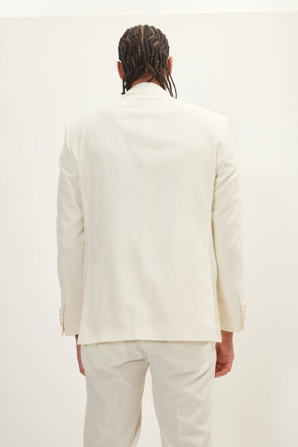 Men's Double-Breasted Wool and Silk Tuxedo Suit - Off-White | Ron Tomson