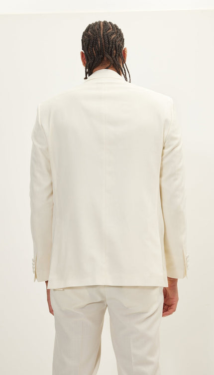 Double-Breasted Wool and Silk Tuxedo Suit - Off-White