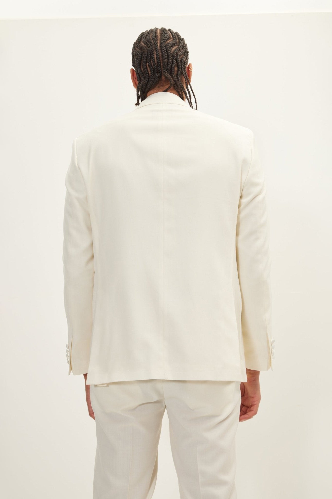 Men's Double-Breasted Wool and Silk Tuxedo Suit - Off-White | Ron Tomson Men's Double-Breasted Wool and Silk Tuxedo Suit - Off-White | Ron Tomson