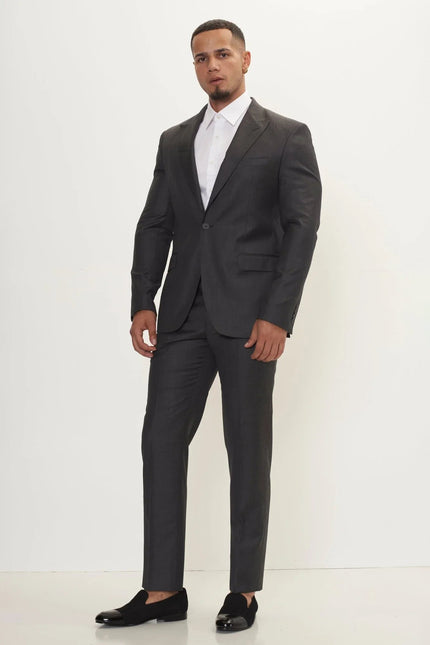 Men's Super 180s Wool and Silk Single-Breasted Suit - Slate Grey | Ron Tomson