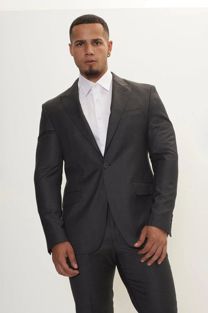 Men's Super 180s Wool and Silk Single-Breasted Suit - Slate Grey | Ron Tomson
