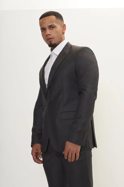 Men's Super 180s Wool and Silk Single-Breasted Suit - Slate Grey | Ron Tomson