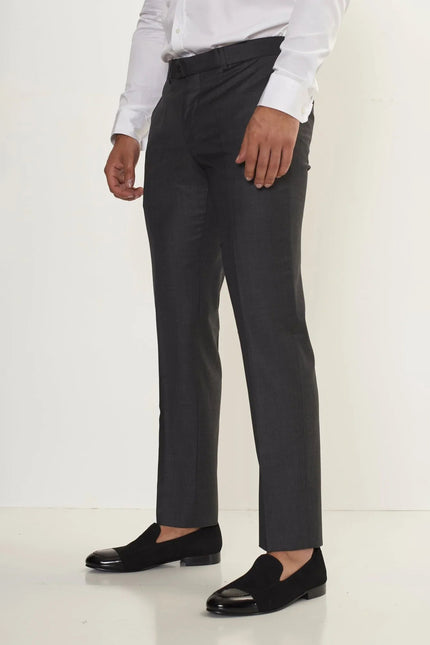 Men's Super 180s Wool and Silk Single-Breasted Suit - Slate Grey | Ron Tomson