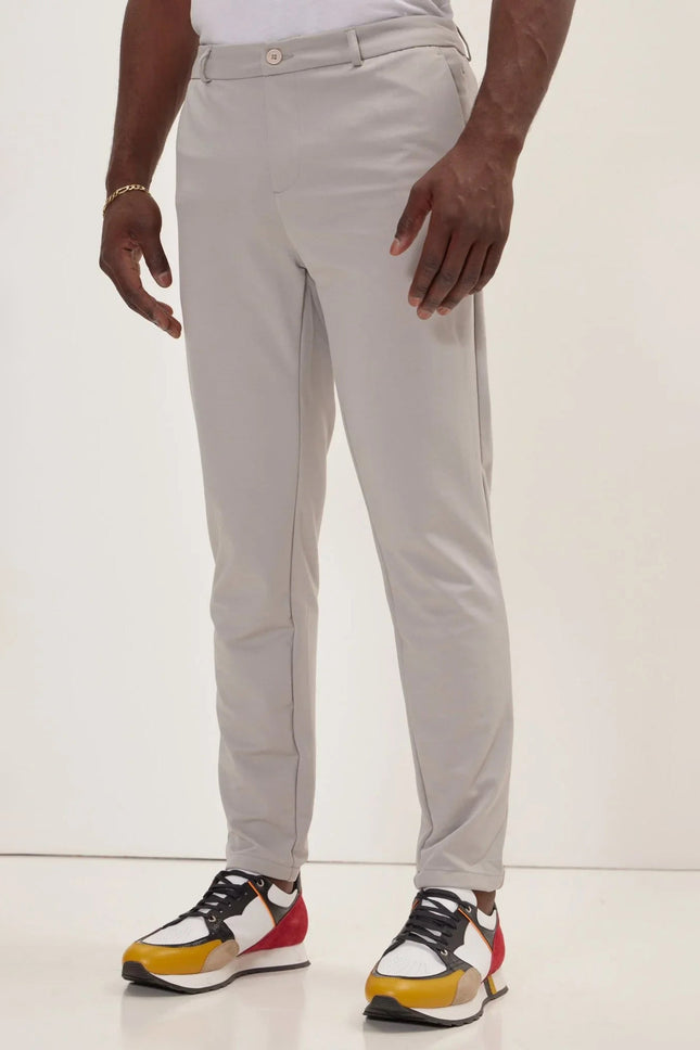 Men's Tailored Tapered No-Wrinkle Pants - Grey | Ron Tomson