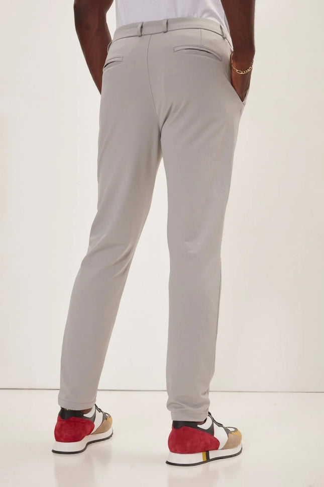 Men's Tailored Tapered No-Wrinkle Pants - Grey | Ron Tomson