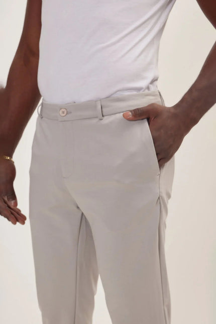 Men's Tailored Tapered No-Wrinkle Pants - Grey | Ron Tomson