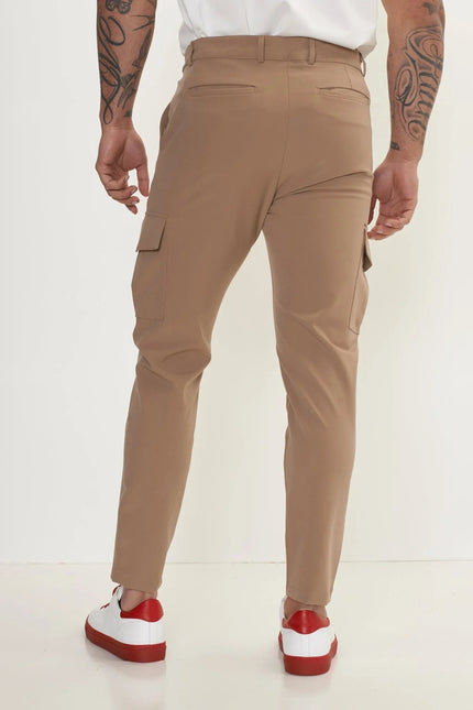 Men's Tapered No-Wrinkle Utility Pants - Camel | Ron Tomson