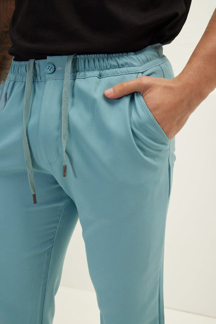 Men's Tailored Drawstring Jogger Pants - Teal | Ron Tomson