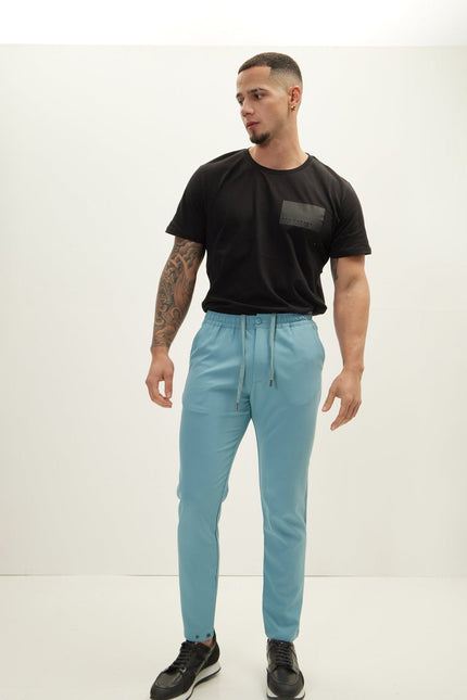 Men's Tailored Drawstring Jogger Pants - Teal | Ron Tomson