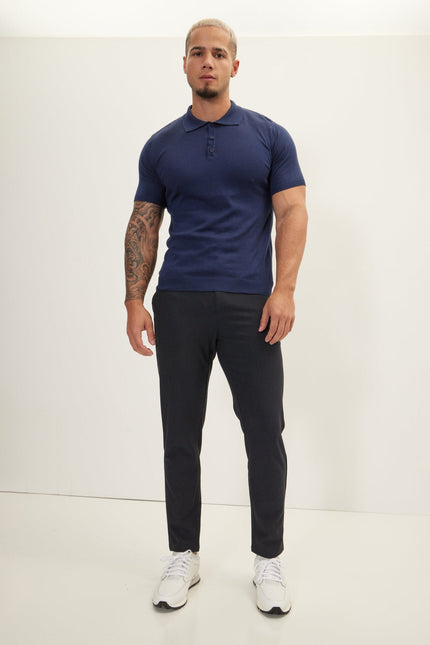 Men's Tailored Fit Knit Trousers - Navy | Ron Tomson