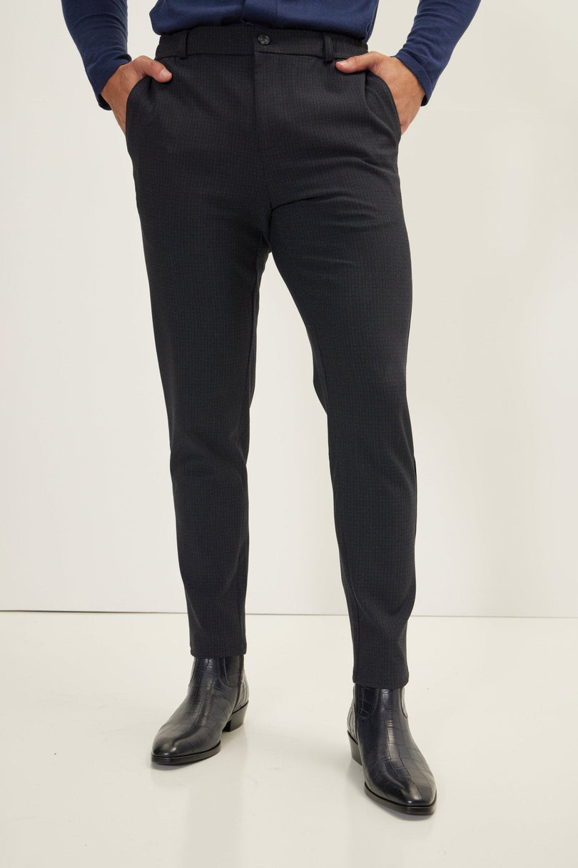 Men's Tailored Fit Knit Trousers - Navy | Ron Tomson