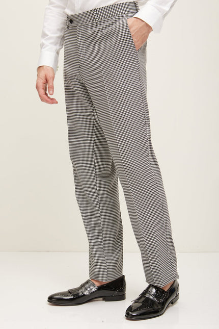 Men's Italian Super 120s Merino Wool Single-Breasted Suit - Black White | Ron Tomson