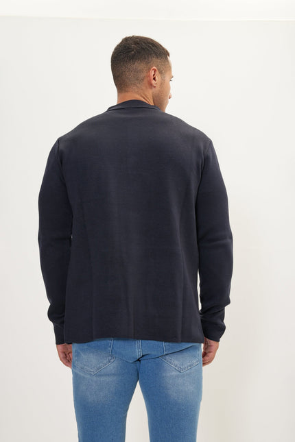 Men's Shawl Collar Knit Cardigan - Navy | Ron Tomson