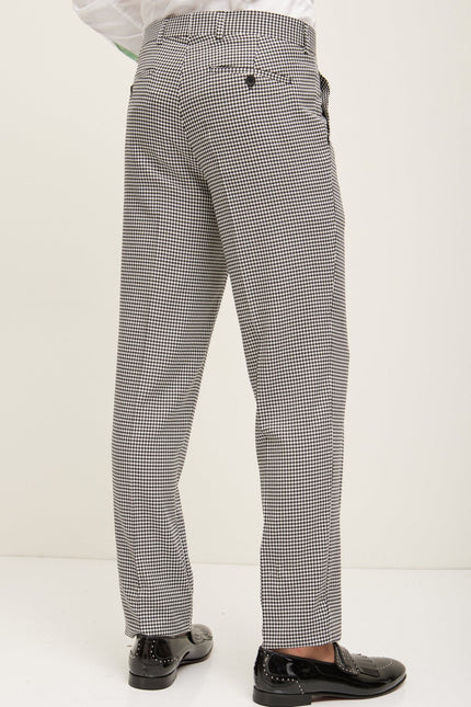 Men's Italian Super 120s Merino Wool Single-Breasted Suit - Black White | Ron Tomson