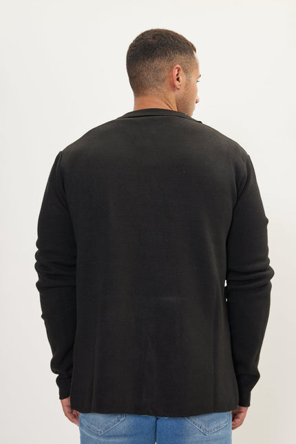 Men's Shawl Collar Knit Cardigan - Black | Ron Tomson