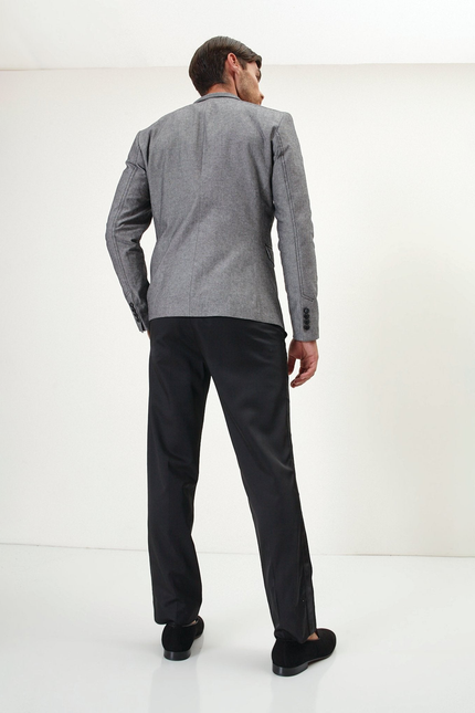 Men's Symmetric Button Blazer - Grey | Ron Tomson