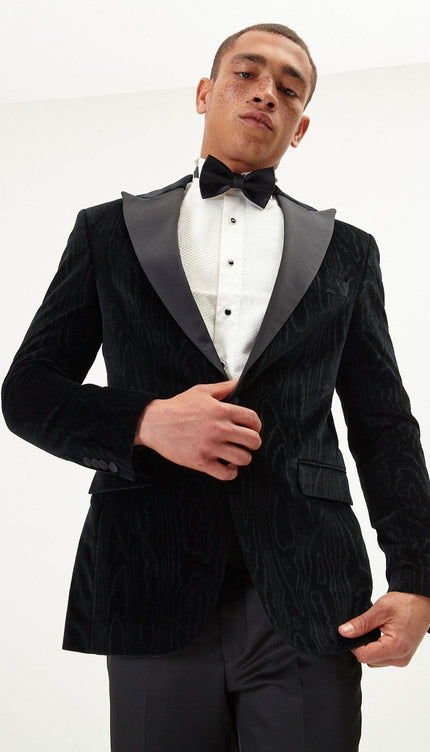 Shawl Lapel Velvet Tuxedo Jacket - Jet Black