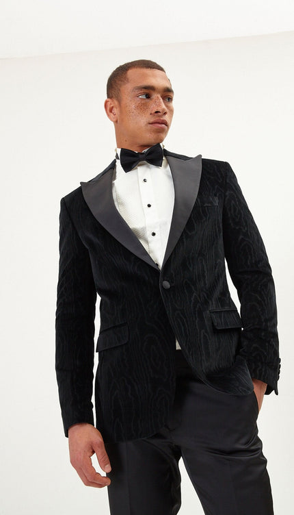 Shawl Lapel Velvet Tuxedo Jacket - Jet Black