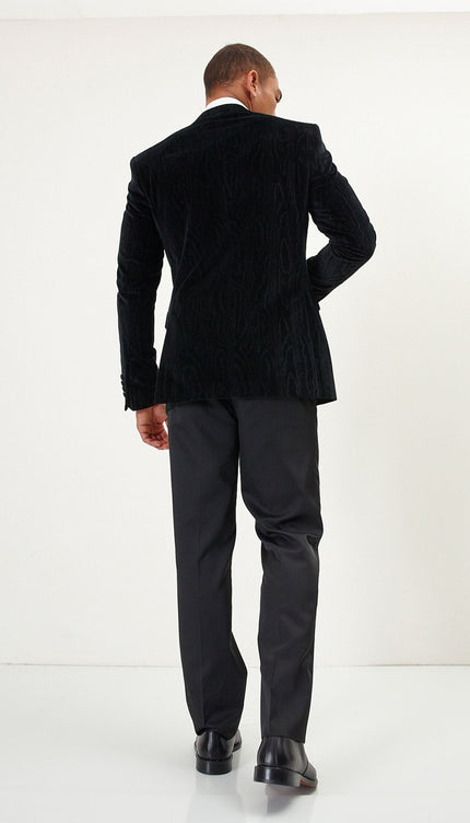 Shawl Lapel Velvet Tuxedo Jacket - Jet Black