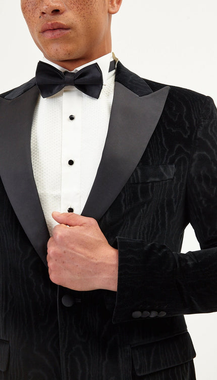 Shawl Lapel Velvet Tuxedo Jacket - Jet Black